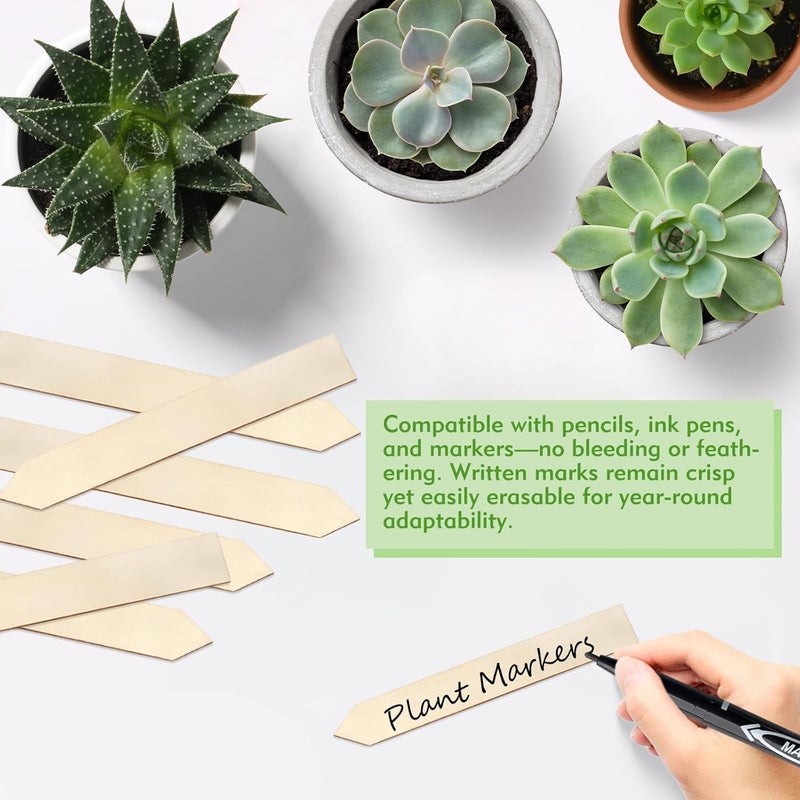 FLATRI 30Pcs Wooden Plant Labels, Outdoor Indoor Garden Markers and Name Tags for Seedlings Flowers Vegetables - Reused Waterproof Plant Label Stakes, 6 x 0.78in - Image 4